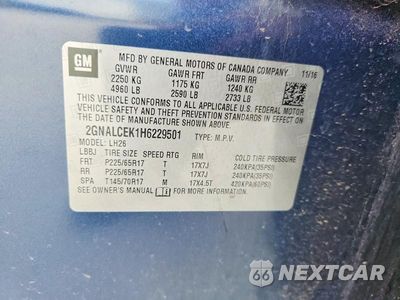 Zdjęcie 14 z 14 samochodu: 2017 CHEVROLET EQUINOX LT VIN:2GNALCEK1H6229501 - miniatura