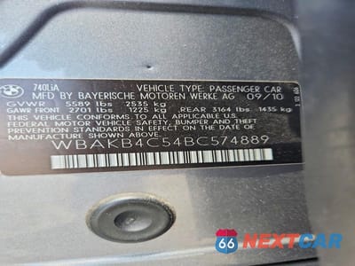 Zdjęcie 12 z 12 samochodu: 2011 BMW 740 LI VIN:WBAKB4C54BC574889 - miniatura