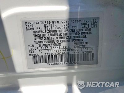 Zdjęcie 12 z 12 samochodu: 2025 NISSAN SENTRA SV VIN:3N1AB8CV6SY286923 - miniatura