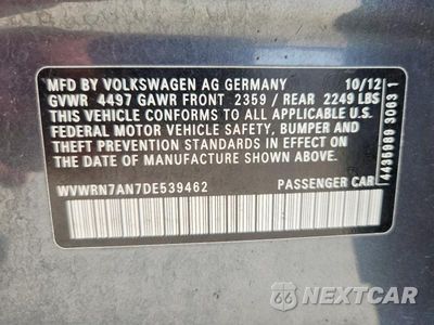 Zdjęcie 12 z 12 samochodu: 2013 VOLKSWAGEN CC LUXURY VIN:WVWRN7AN7DE539462 - miniatura