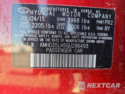Zdjęcie 12 z 12 samochodu: 2016 HYUNDAI ELANTRA GT BASE VIN:KMHD35LH5GU296493 - miniatura
