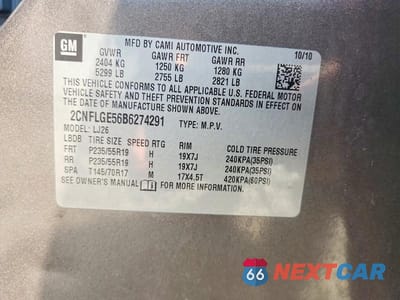 Zdjęcie 13 z 13 samochodu: 2011 CHEVROLET EQUINOX LTZ VIN:2CNFLGE56B6274291 - miniatura