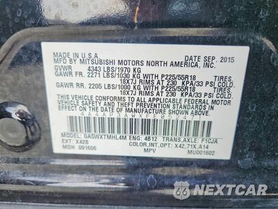 Zdjęcie 14 z 14 samochodu: 2015 MITSUBISHI OUTLANDER SPORT ES VIN:4A4AP3AWXFE052471 - miniatura