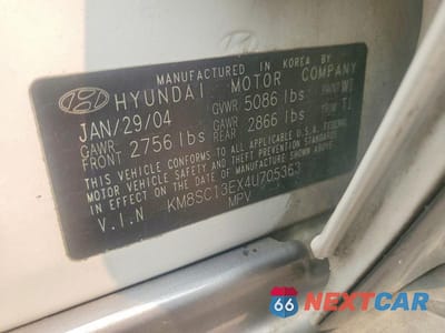 Zdjęcie 13 z 13 samochodu: 2004 HYUNDAI SANTA FE GLS VIN:KM8SC13EX4U705363 - miniatura
