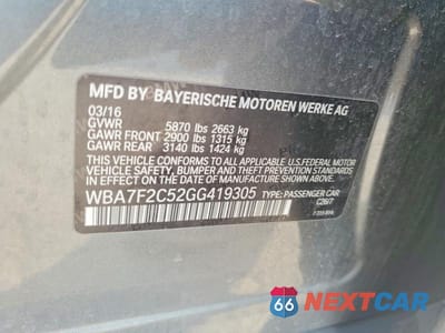 Zdjęcie 12 z 12 samochodu: 2016 BMW 750 XI VIN:WBA7F2C52GG419305 - miniatura