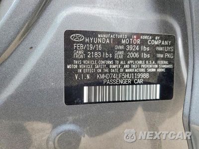 Zdjęcie 12 z 12 samochodu: 2017 HYUNDAI ELANTRA SE VIN:KMHD74LF5HU119988 - miniatura