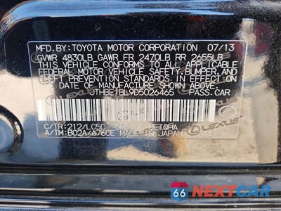 Zdjęcie 13 z 13 samochodu: 2013 LEXUS GS 350 VIN:JTHBE1BL9D5026465 - miniatura