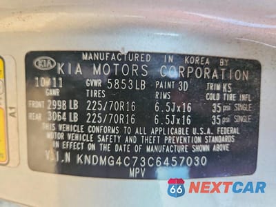 Zdjęcie 13 z 13 samochodu: 2012 KIA SEDONA LX VIN:KNDMG4C73C6457030 - miniatura