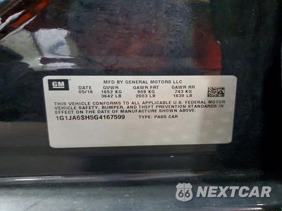 Zdjęcie 13 z 13 samochodu: 2016 CHEVROLET SONIC LS VIN:1G1JA6SH5G4167599 - miniatura