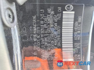 Zdjęcie 12 z 12 samochodu: 2020 LEXUS ES 300H BASE VIN:58AC21B18LU006701 - miniatura