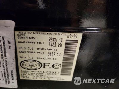 Zdjęcie 13 z 13 samochodu: 2019 NISSAN MURANO S VIN:5N1AZ2MS5KN123912 - miniatura