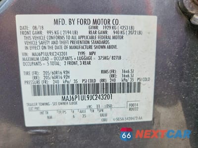 Zdjęcie 13 z 13 samochodu: 2018 FORD ECOSPORT SE VIN:MAJ6P1UL9JC243201 - miniatura