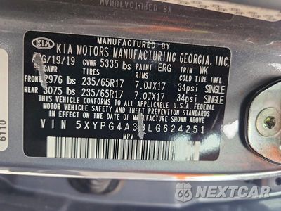 Zdjęcie 13 z 13 samochodu: 2020 KIA SORENTO L VIN:5XYPG4A38LG624251 - miniatura