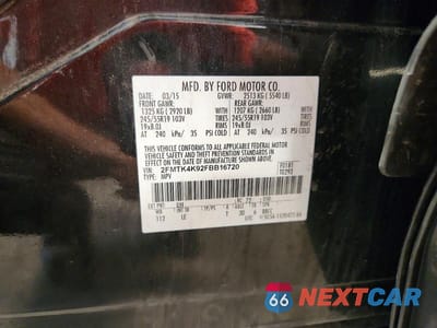 Zdjęcie 13 z 13 samochodu: 2015 FORD EDGE TITANIUM VIN:2FMTK4K92FBB16720 - miniatura