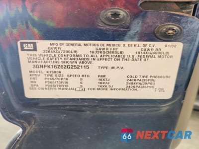 Zdjęcie 13 z 13 samochodu: 2002 CHEVROLET SUBURBAN K1500 VIN:3GNFK16Z62G252115 - miniatura