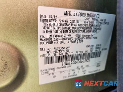 Zdjęcie 12 z 12 samochodu: 2013 LINCOLN MKS VIN:1LNHL9DK4DG603925 - miniatura