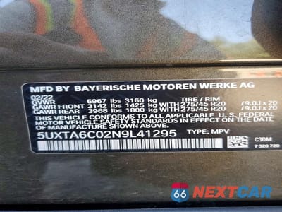 Zdjęcie 13 z 13 samochodu: 2022 BMW X5 XDRIVE45E VIN:5UXTA6C02N9L41295 - miniatura