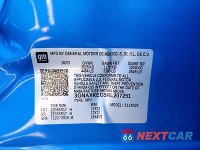Zdjęcie 14 z 14 samochodu: 2024 CHEVROLET EQUINOX LT VIN:3GNAXKEG5RL207251 - miniatura