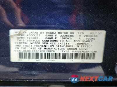 Zdjęcie 12 z 12 samochodu: 2007 ACURA TSX VIN:JH4CL96887C013026 - miniatura