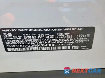 Zdjęcie 12 z 12 samochodu: 2024 BMW X3 XDRIVE30I VIN:5UX53DP02R9V84306 - miniatura
