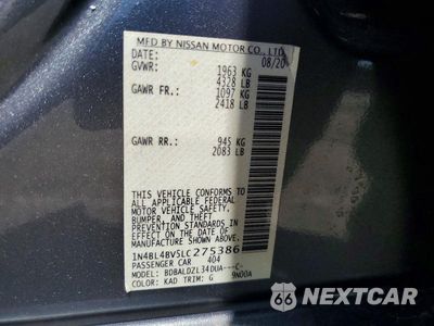 Zdjęcie 13 z 13 samochodu: 2020 NISSAN ALTIMA S VIN:1N4BL4BV5LC275386 - miniatura