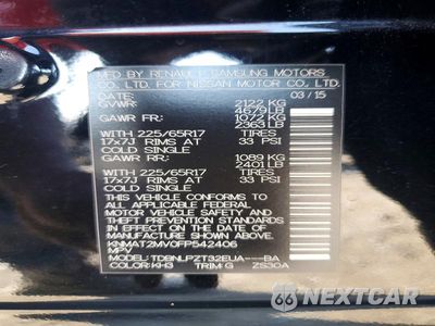 Zdjęcie 14 z 14 samochodu: 2015 NISSAN ROGUE S VIN:KNMAT2MV0FP542406 - miniatura