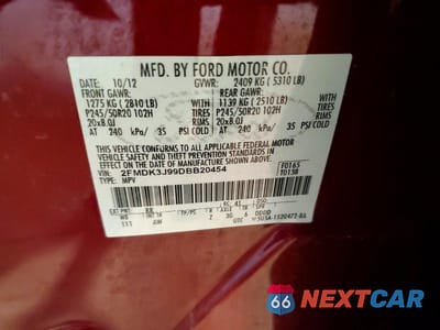 Zdjęcie 13 z 13 samochodu: 2013 FORD EDGE SEL VIN:2FMDK3J99DBB20454 - miniatura