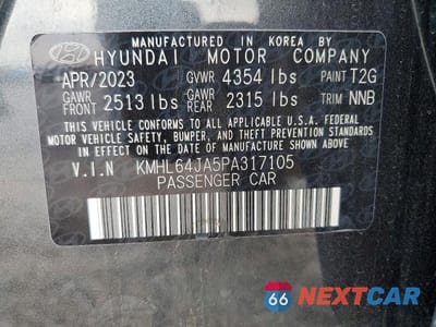 Zdjęcie 12 z 12 samochodu: 2023 HYUNDAI SONATA SEL VIN:KMHL64JA5PA317105 - miniatura