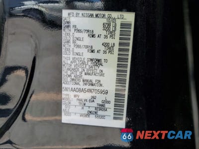 Zdjęcie 14 z 14 samochodu: 2004 NISSAN ARMADA SE/LE VIN:5N1AA08A54N705959 - miniatura