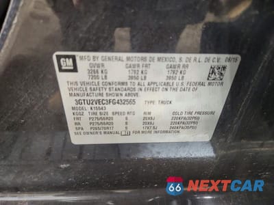 Zdjęcie 12 z 12 samochodu: 2015 GMC SIERRA K1500 SLT VIN:3GTU2VEC3FG432565 - miniatura