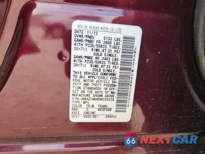 Zdjęcie 13 z 13 samochodu: 2013 NISSAN MURANO VIN:JN8AZ1MU6DW205018 - miniatura