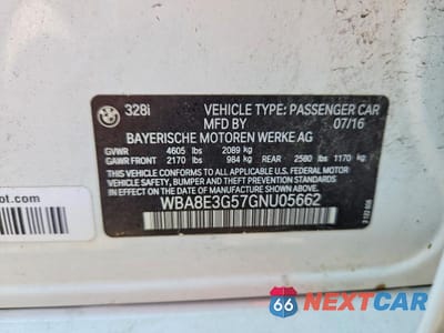 Zdjęcie 12 z 12 samochodu: 2016 BMW 328 XI SULEV VIN:WBA8E3G57GNU05662 - miniatura