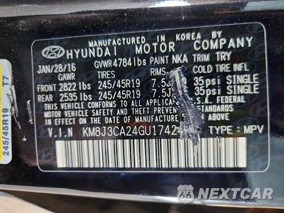 Zdjęcie 12 z 12 samochodu: 2016 HYUNDAI TUCSON LIMITED VIN:KM8J3CA24GU174245 - miniatura