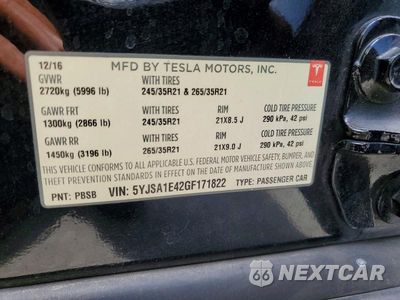 Zdjęcie 12 z 12 samochodu: 2016 TESLA MODEL S VIN:5YJSA1E42GF171822 - miniatura