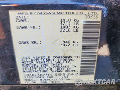 Zdjęcie 13 z 13 samochodu: 2015 NISSAN ALTIMA 2.5 SV VIN:1N4AL3AP7FC595242 - miniatura