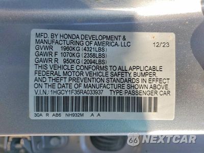 Zdjęcie 12 z 12 samochodu: 2024 HONDA ACCORD EX VIN:1HGCY1F35RA033937 - miniatura