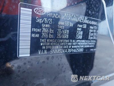 Zdjęcie 13 z 13 samochodu: 2023 HYUNDAI SANTA FE SEL VIN:5NMS24AJ8PH625080 - miniatura