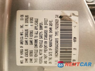 Zdjęcie 13 z 13 samochodu: 2006 HONDA ACCORD EX VIN:1HGCM665X6A034815 - miniatura