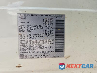 Zdjęcie 13 z 13 samochodu: 2020 NISSAN PATHFINDER SL VIN:5N1DR2CM6LC605205 - miniatura