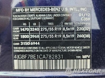 Zdjęcie 13 z 13 samochodu: 2012 MERCEDES-BENZ GL 450 4MATIC VIN:4JGBF7BE1CA782831 - miniatura