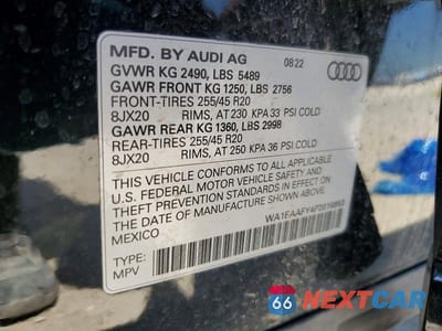 Zdjęcie 13 z 13 samochodu: 2023 AUDI Q5 PREMIUM PLUS 45 VIN:WA1EAAFY4P2016863 - miniatura