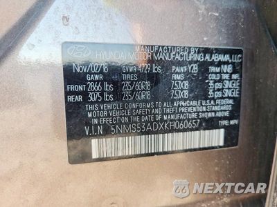 Zdjęcie 13 z 13 samochodu: 2019 HYUNDAI SANTA FE ULTIMATE 2.4L VIN:5NMS53ADXKH060657 - miniatura