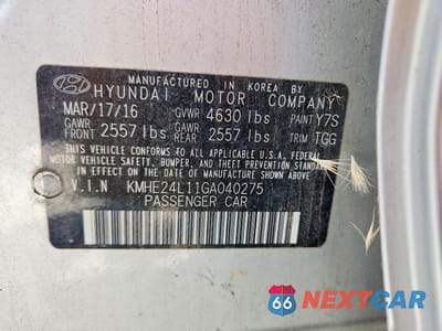 Zdjęcie 12 z 12 samochodu: 2016 HYUNDAI SONATA HYBRID SE VIN:KMHE24L11GA040275 - miniatura