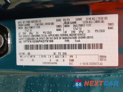 Zdjęcie 12 z 12 samochodu: 2023 FORD F150 SUPER CAB VIN:1FTFX1E56PKD78189 - miniatura