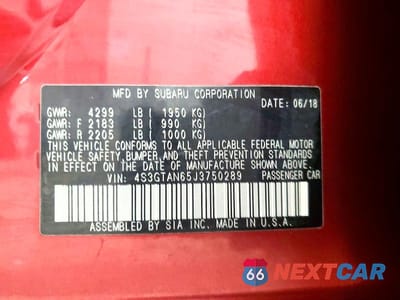 Zdjęcie 12 z 12 samochodu: 2018 SUBARU IMPREZA LIMITED VIN:4S3GTAN65J3750289 - miniatura