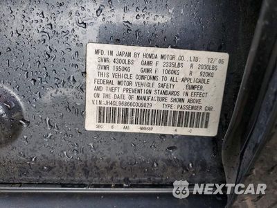 Zdjęcie 12 z 12 samochodu: 2006 ACURA TSX VIN:JH4CL96866C009829 - miniatura