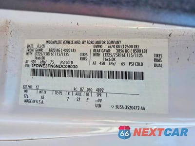 Zdjęcie 12 z 12 samochodu: 2022 FORD E350 BOX TRUCK VIN:1FDWE3FN6NDC09030 - miniatura