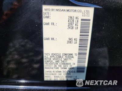 Zdjęcie 12 z 12 samochodu: 2022 NISSAN ALTIMA SR VIN:1N4BL4CV0NN307666 - miniatura