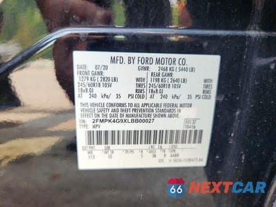 Zdjęcie 13 z 13 samochodu: 2020 FORD EDGE SE VIN:2FMPK4G9XLBB00027 - miniatura