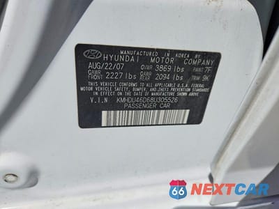 Zdjęcie 12 z 12 samochodu: 2008 HYUNDAI ELANTRA VIN:KMHDU46D68U305526 - miniatura
